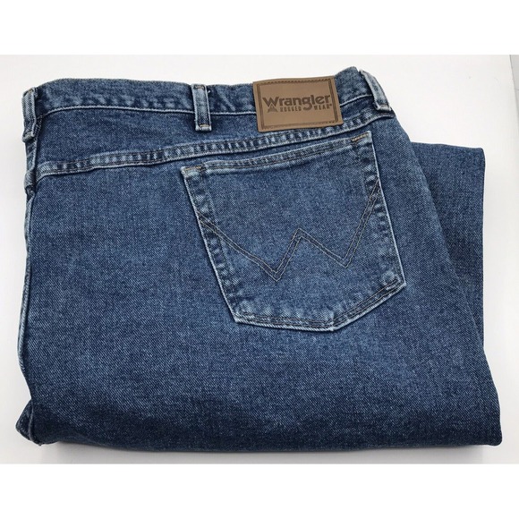 Wrangler Rugged Wear Jeans Men 54x32 (Fits 52x30) Blue Relaxed Heavyweight Denim - Picture 1 of 16